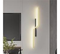 HYSJDMNC Nordic Linear Wall Lamp, Modern Simple Aluminum Light 3-Color LED Sconce for Living Room Hallway Stairs Bathroom(Black Right,100cm/39.37in) YYuan