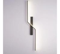 HYSJDMNC Nordic Linear Wall Lamp, Modern Simple Aluminum Light 3-Color LED Sconce for Living Room Hallway Stairs Bathroom(Black Left,80cm/31.49in) YYuan