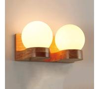 HYSJDMNC Scandinavian Japanese Modern Solid Wood Ball Wall lamp Modern Dressing Table Wall lamp White Glass Shade for Living Room Bedroom Corridor Mirror YYuan