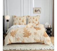 HYSNKSM Bettwäsche 135x200 Beige Bettwäsche Sets 3Teilig Mikrofaser Bettbezug 135 x 200 und 2 Kissenbezug 80x80 cm Kuschelige Bettbezüge Pflanzen-Kiefer mit Reißverschlusd310