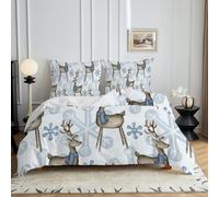 HYSNKSM Bettwäsche 135x200 Braun Bettwäsche Sets 3Teilig Mikrofaser Bettbezug 135 x 200 und 2 Kissenbezug 80x80 cm Kuschelige Bettbezüge Weihnachtsmotiv mit Reißverschlusd330