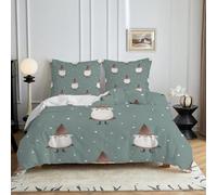 HYSNKSM Bettwäsche 135x200 Entengrün Bettwäsche Sets 3Teilig Mikrofaser Bettbezug 135 x 200 und 2 Kissenbezug 80x80 cm Kuschelige Bettbezüge Weihnachtsstil mit Reißverschlusd342