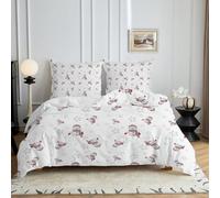 HYSNKSM Bettwäsche 135x200 Rot Bettwäsche Sets 3Teilig Mikrofaser Bettbezug 135 x 200 und 2 Kissenbezug 80x80 cm Kuschelige Bettbezüge Winterschneemann mit Reißverschlusd332