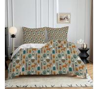 HYSNKSM Bettwäsche 200x200 Braun Bettwäsche Sets 3Teilig Mikrofaser Bettbezug 200 x 200 und 2 Kissenbezug 80x80 cm Kuschelige Bettbezüge Frohe Weihnachten mit Reißverschlusd303
