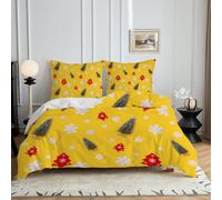 HYSNKSM Bettwäsche 200x200 Gelb Bettwäsche Sets 3Teilig Mikrofaser Bettbezug 200 x 200 und 2 Kissenbezug 80x80 cm Kuschelige Bettbezüge Weihnachtsschneeflocken mit Reißverschlusd311