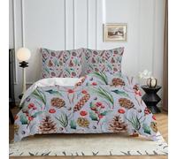 HYSNKSM Bettwäsche 200x200 Kaffee Bettwäsche Sets 3Teilig Mikrofaser Bettbezug 200 x 200 und 2 Kissenbezug 80x80 cm Kuschelige Bettbezüge Botanischer Druck mit Reißverschlusd346