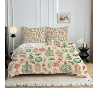HYSNKSM Bettwäsche 200x200 Rosenrot Bettwäsche Sets 3Teilig Mikrofaser Bettbezug 200 x 200 und 2 Kissenbezug 80x80 cm Kuschelige Bettbezüge Weihnachten mit Reißverschlusd309