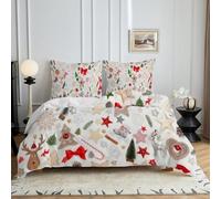 HYSNKSM Bettwäsche 200x220 Grau Bettwäsche Sets 3Teilig Mikrofaser Bettbezug 200 x 220 und 2 Kissenbezug 80x80 cm Kuschelige Bettbezüge Weihnachten mit Reißverschlusd313