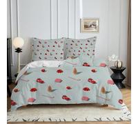 HYSNKSM Bettwäsche 220x240 Rot Bettwäsche Sets 3Teilig Mikrofaser Bettbezug 220 x 240 und 2 Kissenbezug 80x80 cm Kuschelige Bettbezüge Weihnachtsmotiv mit Reißverschlusd340