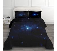 HYSNKSM Black King Size Duvet 7.5 Tog Reversible Coverless Duvet All Seasons King Quilt with Night Sky, Starry Sky Printed, Soft Comforter Set with 2 Pillowcases, Machine Washable e.6
