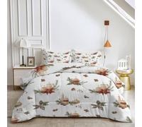 HYSNKSM Brown Queen Size Duvet 4.5 Tog Reversible Coverless Duvet All Seasons with Holiday Theme Printed, Lightweight Soft Comforter Set with 2 Pillowcases, Machine Washable e38