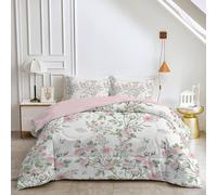 HYSNKSM Pink Duvet Double 7.5 Tog Reversible Coverless Duvet All Seasons Double Quilt with Floral Printed, Lightweight Soft Comforter Set with 2 Pillowcases, Machine Washable - 200x200cm