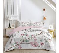 HYSNKSM Pink King Size Duvet 7.5 Tog Reversible Coverless Duvet All Seasons Quilt King Size with Flowers Printed, Soft Comforter Set with 2 Pillowcases, Machine Washable - 230X220cm