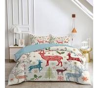 HYSNKSM Red King Size Duvet 7.5 Tog Reversible Coverless Duvet All Seasons King Quilt King Size with Christmas deer Printed, Soft Comforter Set with 2 Pillowcases, Machine Washable - 230X220cm C178
