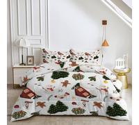 HYSNKSM Red King Size Duvet 7.5 Tog Reversible Coverless Duvet All Seasons King Quilt with Gingerbread Man Printed, Soft Comforter Set with 2 Pillowcases, Machine Washable e78