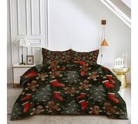 HYSNKSM Red Queen Size Duvet 7.5 Tog Reversible Coverless Duvet All Seasons with Gingerbread Man Printed, Soft Comforter Set with 2 Pillowcases, Machine Washable e158