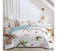 HYSNKSM White King Size Duvet 7.5 Tog Reversible Coverless Duvet All Seasons King Quilt King Size with Christmas Printed, Soft Comforter Set with 2 Pillowcases, Machine Washable - 230X220cm C177
