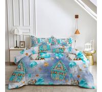 HYSNKSM White Super King Duvet 7.5 Tog Reversible Coverless Duvet All Seasons Quilt with Castle Pattern Printed, Lightweight Soft Comforter Set with 2 Pillowcase, Machine Washable e132