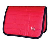 HySPEED Thick Reversible Comfort Protection Poly Saddle Pad/Saddlecloth-Raspberry/Navy Trim