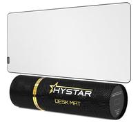 Hystar Extended Gaming Mouse Pad | XXL 36" x 16" | 5mm Thick, Waterproof Surface, Smooth Polyester Fabric, and Natural Rubber Base | Classic White