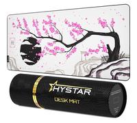 Hystar Extended Gaming Mouse Pad | XXL 36" x 16" | 5mm Thick, Waterproof Surface, Smooth Polyester Fabric, and Natural Rubber Base | Sakura Light
