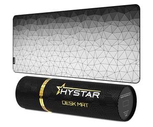 Hystar Extended Gaming Mouse Pad | XXL 36" x 16" | 5mm Thick, Waterproof Surface, Smooth Polyester Fabric, and Natural Rubber Base | Poly White