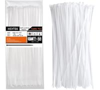 Hystek White Cable Ties, Pack of 100, UV-Resistant and Weather Resistant, Lengths 300 mm, Ideal for Cable Management, Industrial, Gardening and Living, Tensile Resistant up to 22 kg