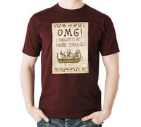 Hysterical Histories Licensed 100% Cotton Maroon T-Shirt with 'OMG' Funny Slogan Printed on The Front. Available in Sizes Small, Medium, Large, XL and XXL (XL)