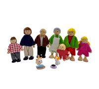 HYSTYLE 12 Pieces Wooden Dollhouse Family Set with Dog Cat Mini People Figures Dollhouse Dolls Wooden Doll Family Pretend Play Figures Accessories for Pretend Dollhouse (Style 1)