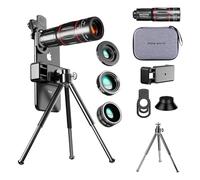 HYTAMY Cell Phone Camera Lens Kit Upgraded Version Telephoto 28X with Wide Angle 0.6X, Macro 20x, Fisheye 198°, Phone Lens Attachment Suitable for Most Smartphones (Black)
