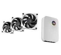 HYTE Thicc FP12 & Nexus Portal NP50 Bundle - 120mm x 32mm Performance Fans (3 Pack) - Includes Nexus Link Primary Node - White/Black