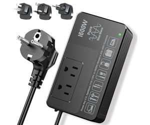 HYTED 1600W Voltage Converter 220V to 110V - Power American Appliances Overseas, Pure Sine Wave, Plug & Play, No Limitations, Surge Protection - High Power Step Down Transformer US to EU/UK/AU/Asia