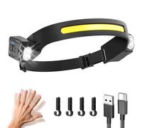 Hyted Head Torch Rechargeable, Super Bright 230° Wide Beam & 270° Adjustable Spotlight LED Headtorch, 6 Modes with Motion Sensor, Waterproof Lightweight Headlamp for Running Camping Fishing