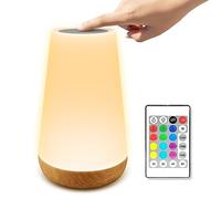 Hyted Night Light, LED Touch Bedside Table Lamp, Rechargeable LED Lamp with RGB Color Changing and Remote Control, Portable Desk Lamp for Bedroom, Kids and Camping