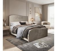Hythe Upholstered Soft Velvet Beige Metal Designer Bed Frame
