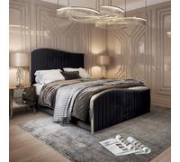 Hythe Upholstered Soft Velvet Black Metal Designer Bed Frame