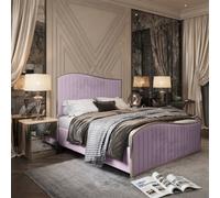 Hythe Upholstered Soft Velvet Pink Metal Designer Bed Frame