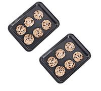 HYTK 2 Small Baking Sheets 9.45 X 7.09 Inch (Inner 7.5x6) Mini Cookie Tray Toaster Conventional Oven Pan Nonstick No Warp Magnetic Bakeware for 1 or 2 Person