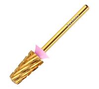 HYTOOS Safety Tapered Nail Drill Bits,Titanium Coating Round Top 3/32 Carbide Nail Bit, Two-way Rotate for Both Hand, Manicure Drills Accessories Remove Thick Gel Tool (3XC, titanium)