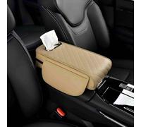 Hytplmkqenr Car Armrest Cushion For Daihatsu Move/Rochy/Sirion/Terios/Yrv/Materia 2000-2023 2024, Comfortable Feel Scratch-Resistant Non-slip Microfiber Leather, Car Accessories,Beige