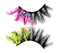 HYTROVE 1 Pair Sparkling Glitter False Eyelashes with Secure Fit Plastic Material for Eye Makeup and Party Use, Colour Changing Neon Glow Lash Extensions