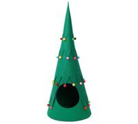 HYTROVE 1 PC Christmas Tree Shaped Felt Cat Bed Warm Semi Enclosed Pet House for Indoor Cats Prevents Cold Air Durable Stylish Xmas Tree
