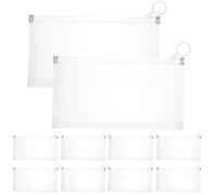 HYTROVE 10pcs File Bag 3D Thickened Plastic Document and Receipt Storage Bag with Strong Zipper for Office Stationery Organisation