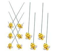 HYTROVE 10pcs Metal Bee Garden Stakes Set, Artificial Bee Decor for Outdoor Patio and Yard Planter Decoration, Rustic Garden Stake Ornaments for Flower Beds and Planters