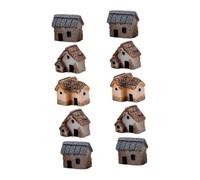 HYTROVE 10pcs Thatched House Decoration Mini House Ornament Mini Home Micro Landscape for Fairy Garden Random Style