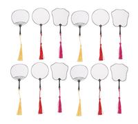 HYTROVE 12pcs DIY Blank Fan Shaped Bookmarks with Tassels Versatile Craft Tags for Students Writers Readers for Graduation and Creative Projects