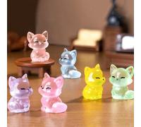 HYTROVE 12pcs Glow in Dark Miniature Resin Fox Figurines Luminous Animal Ornaments for DIY Fairy Garden Micro Landscaping Cozy Nighttime Decor with Charming Illuminating Effect