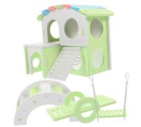 HYTROVE 1Set Hamster Hideout with Ladder Bridge Reusable Guinea Pig Rest House Fun Activity for Pets Durable Habitat Swing