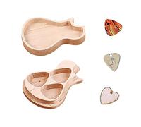 HYTROVE 1Set Handmade Wooden Guitar with Picks Durable Maple Plectrum Holder for Guitarists for Musicians and Music Lovers