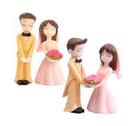 HYTROVE 2 Pairs Romantic Couple Figurines Adorable Micro Landscape Decor for Wedding Cake Toppers Valentine Day and Home Decoration Fine Craftsmanship with Realistic Details